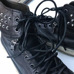 JOHN VARVATOS CONVERSE H-Tops/Zip-Off/Black Studs!